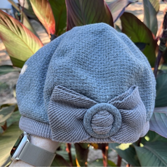 Halogen Knit Cap Beanie Hat Womens Wool Blend Gray Bow One Size - Picture 1 of 8